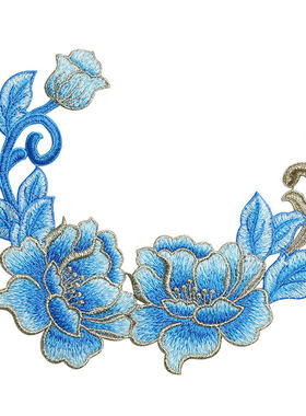 牡丹花金边旗袍礼服搭手刺绣贴