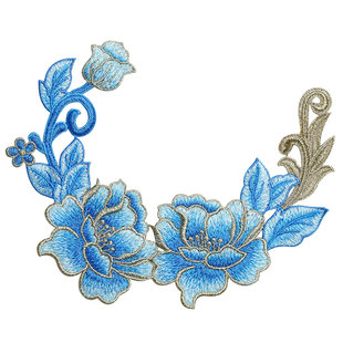 中国风牡丹花金边刺绣贴旗袍礼服装饰补丁贴羽绒服修补贴百搭手缝