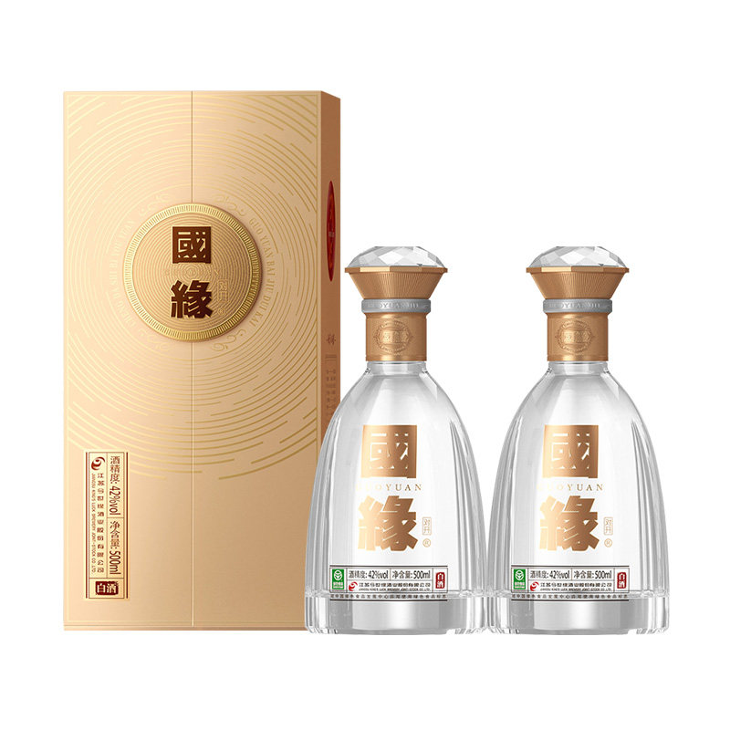 今世缘国缘对开五代柔雅型白酒42度500ml*2瓶商务节日送礼纯粮酒