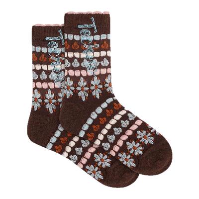 TCH烫钻秋冬百搭保暖中筒袜女复古花朵ins风堆堆袜子T75D55E1027