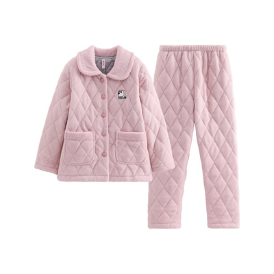 芬腾情侣睡衣冬季三层加厚夹棉