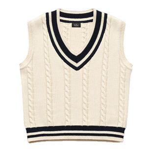 【现货】GROVE EDGE马甲女新款韩版V领小坎肩无袖白色背心针织衫