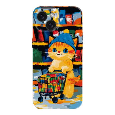 逛超市的小猫咪彩色可爱适用iPhone16/15promax手机壳华为mate60pro软OPPOreon9苹果14/13vivoX200一加ACE3V