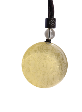 天然黄水晶文殊心咒吊坠道饰品挂件本命年饰品礼物水晶项链挂坠