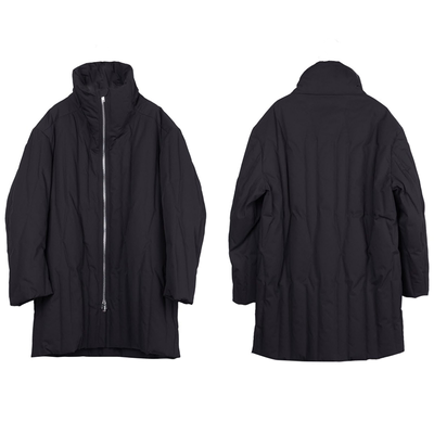 白鸭绒立领可翻长款宽松羽绒服