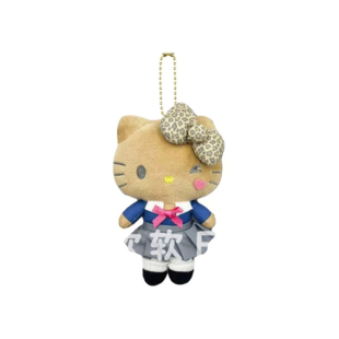 现货日本三丽鸥平成辣妹hellokitty短腿学院制服黑皮毛绒包包挂件