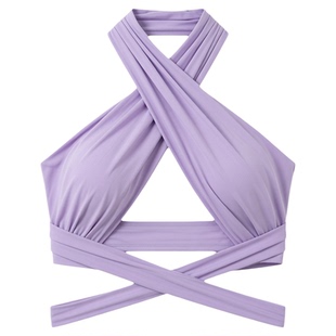 Solid color cross neckline strapless vest 交叉挂脖抹胸小背心