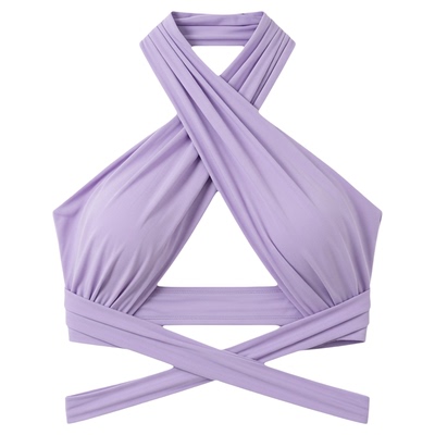 Solid color cross neckline strapless vest 交叉挂脖抹胸小背心