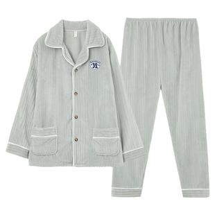 秋冬珊瑚绒睡衣男冬季法兰绒加厚套装加绒男士保暖学生家居服新款