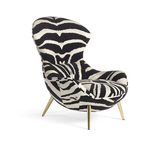 意大利轻奢单人沙发椅客厅高靠背扶手椅高级感个性虎纹布艺休闲椅