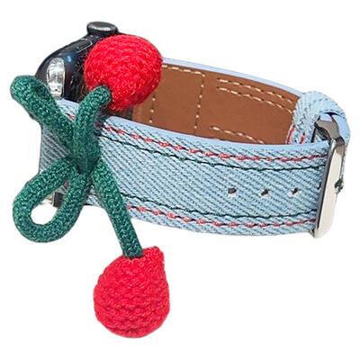 表带S10樱桃挂饰尼龙牛仔皮革