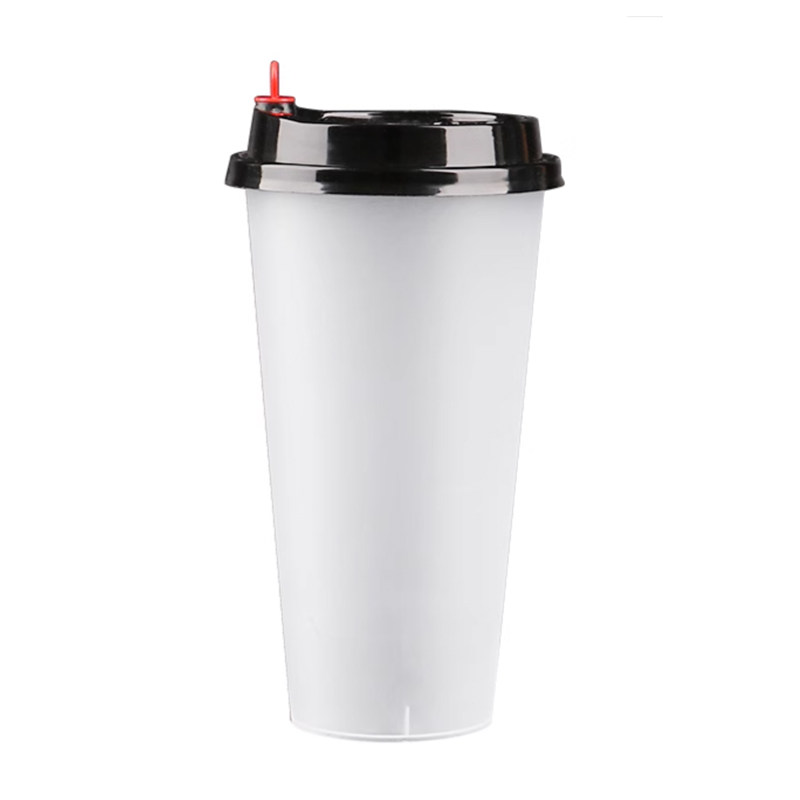 加厚磨砂杯一次性PP5无图磨砂塑料杯商用纯磨砂奶茶杯加硬防烫杯