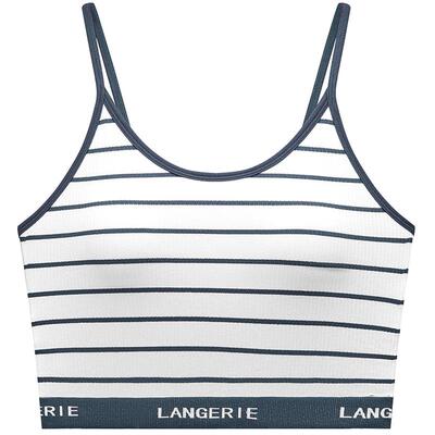 兰卓丽吊带背心女带胸垫免穿内衣时尚条纹打底衫防走光可外穿夏季