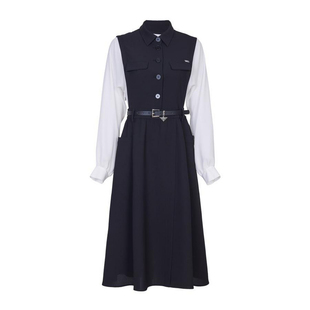 婉甸2025黑白拼接连衣裙高腰线通勤风1241N18XS4YX