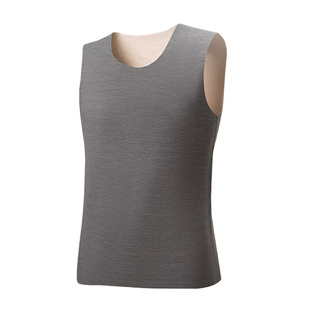 雅鹿保暖背心男款冬季德加绒加厚内穿羊绒蚕丝羊毛打底衫男士上衣