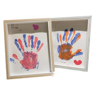 Diy手印画情侣相框男朋友女掌颜料多人布板纸材料新年情人节礼物