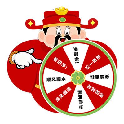 企业餐饮财神爷互动转盘镜面墙贴