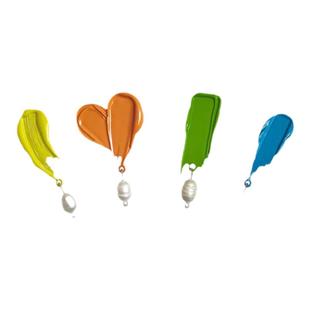 油画笔触法式复古撞色不对称珍珠耳环轻奢高级感气质艺术耳饰耳夹