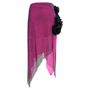 HC·DANCE拉丁舞裙专业性感舞裙立体花带钻网表演服半身裙 DX2016