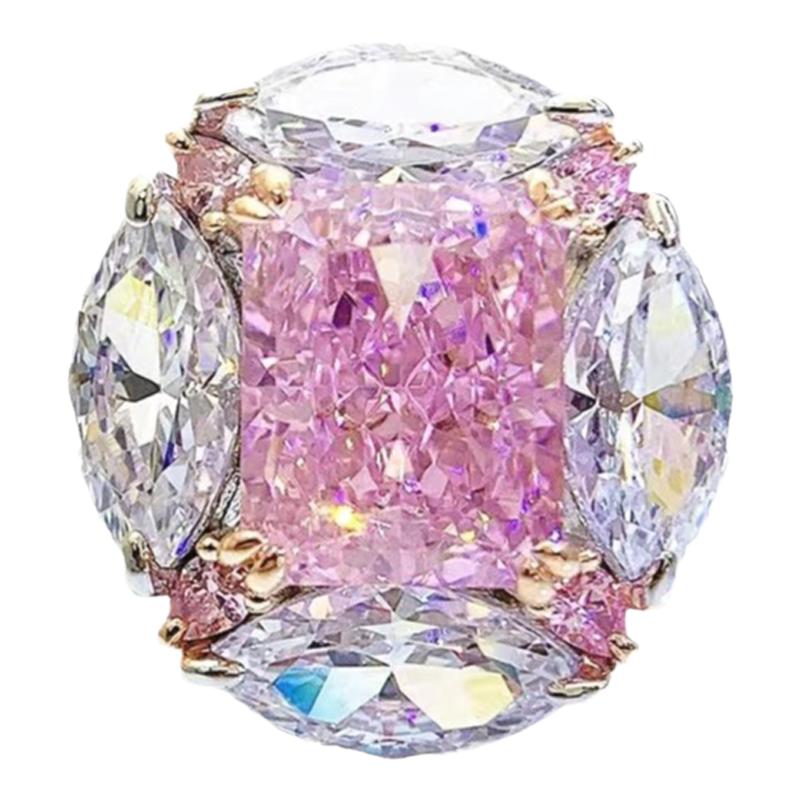 PRINGXY女款银镀金戒指粉钻