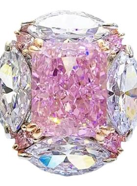 PRINGXY女款银镀金戒指粉钻