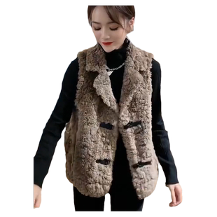 羊羔毛马甲女短款欧货2025秋冬坎肩韩版宽松皮毛一体外穿背心外套