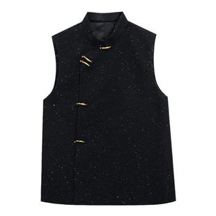 GOLDEN BARRY金和百瑞2025年冬季国风盘扣羊毛针织亮片马甲123155