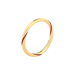 超定婚戒情侣对戒18K金戒指素圈指环定制刻字信物月老红线 绕指柔