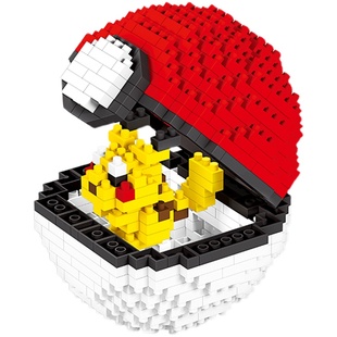 宝可梦精灵球皮卡丘成年女孩拼装玩具立体拼图微型小颗粒中国积木