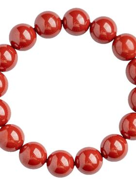 天然原矿真品朱砂手串帝王砂素圈手链男女款本命年简约民族风饰品