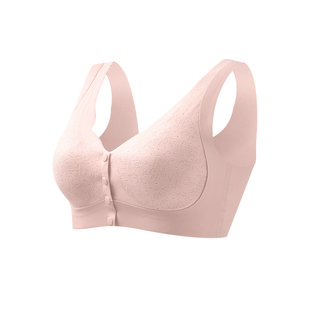 背心式无痕裸感内衣中年妈妈发女胸罩无钢圈前开扣聚拢文胸女士薄
