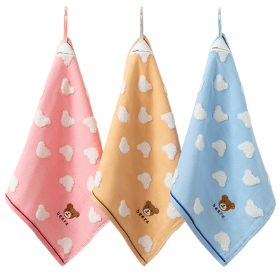 4条装洁丽雅方巾小毛巾纯棉四方洗脸家用儿童巾正方形吸水不掉毛