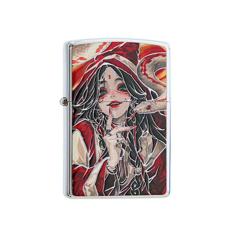 zippo银闪边绯红巫女礼盒套装