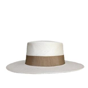 ［娜拉］春夏新款进口巴拿马日本草帽平顶大檐沙滩旅行度假帽子