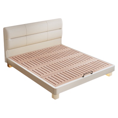 纯实木榉木床可定制任意尺寸小户型薄床头齐边床1.5米排骨架床架