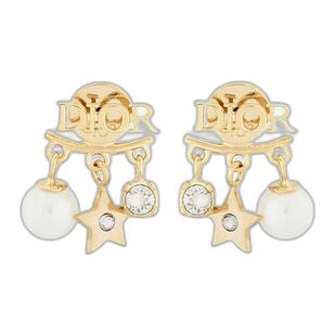 欧洲直邮Dior迪奥女士耳环0.02kg金色通勤日常百搭珍珠水晶耳饰耳