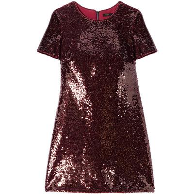 季末6折Maje圣诞穿搭2025秋冬新款女装法式紫色亮片针织连衣裙