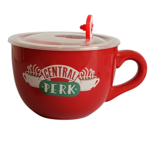 美式老友记杯子咖啡杯马克杯碗带盖勺大容量水杯大肚陶瓷杯燕麦杯