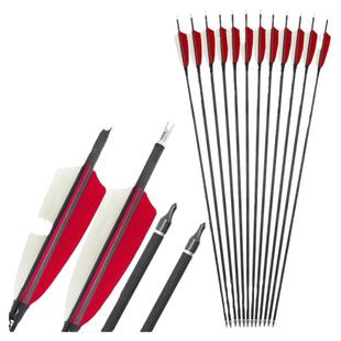 真羽箭混碳箭支羽毛传统反曲竞技美猎弓箭头户外射箭比赛练习弓箭