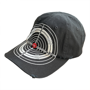 美式水洗做旧破洞靶心刺绣棒球帽女个性街头嘻哈软顶潮牌鸭舌帽男