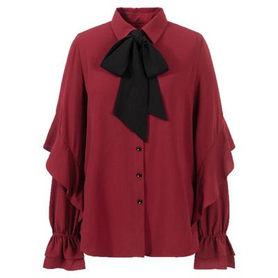 曼德诗衬衫女设计感蝴蝶结系带