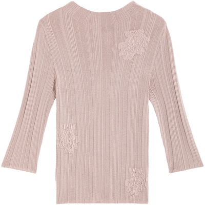 EXCEPTION例外女装中式绵羊毛提花工艺圆领设计显瘦针织衫