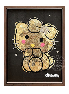 卡通招财KT猫hellokitty猫玩偶创意礼物摆件装饰画手工diy送朋友