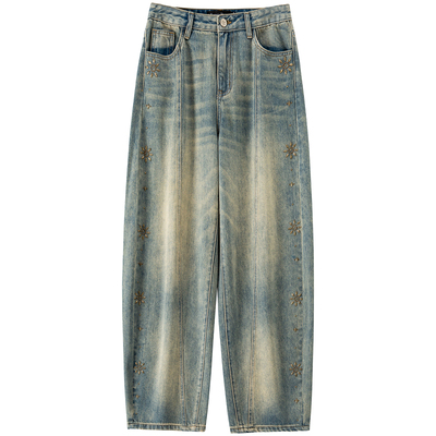 商场同款-BANANA BABY2025年冬季新款美式复古牛仔裤女镰刀裤阔腿