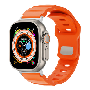 适用苹果新款Ultra3氟橡胶表带男iwatch S11透气运动表带S10硅胶表带applewatch 9/8/7/SE高级感回环式腕带女