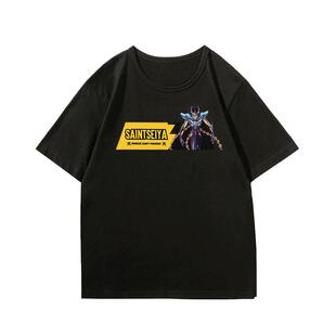 圣斗士联名t恤星矢紫龙瞬衣服男韩版潮流帅气ins百搭夏季纯棉宽松