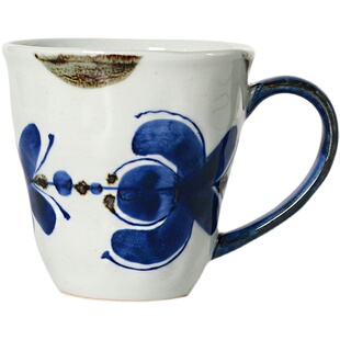 小葵川町屋日本原装进口波佐见烧翔芳陶瓷风轮花马克杯咖啡杯水杯