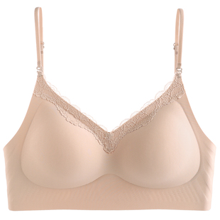 U型美背内衣女聚拢小胸性感蕾丝隐形细肩带露肩露背一体式文胸罩