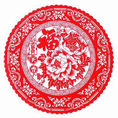 2025新年绒布窗花剪纸乔迁大福字