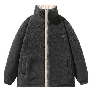 Jeep吉普官方男士冬季棉服2025新款加厚休闲羊羔绒双面穿夹克外套